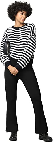 Only Jersey de Punto para Mujer ONLPIUMO, Negro/Rayas: W. Egret, S