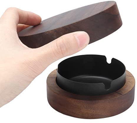 Cenicero De Cigarrillos, Cenicero De Madera A Prueba De Viento Desmontable Innovador para Restaurante para Hotel para Oficina(Negro)