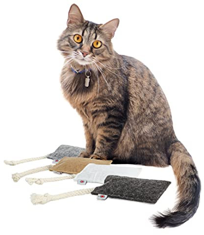 CanadianCat Company | 4er Pack | Filzkissen FELTY mit je 5gr. Katzenminze | Knuddel Kissen für Katzen | Schmusekissen
