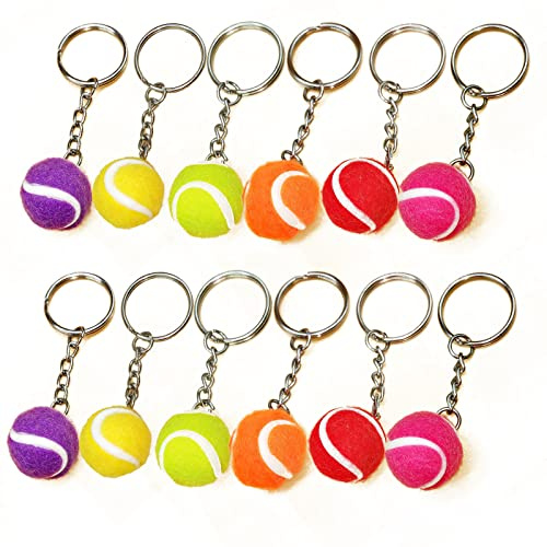 Fayemint 12 Piezas Llavero de Pelota de Tenis, Tenis Creativ de Llaveros de Pelota, Llaveros Deportivos con Tenis, para Amantes del Tenis, Fiestas, Decoraciones(6 Colores)