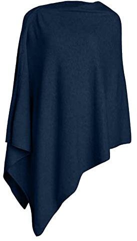 PULI Women Versatile Button Poncho Shawl Soft Scarf Fall Winter Slate Blue