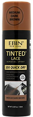 EBIN NEW YORK Lot de 10 sprays de dentelle teintée à séchage rapide, 100 ml – Marron foncé moyen