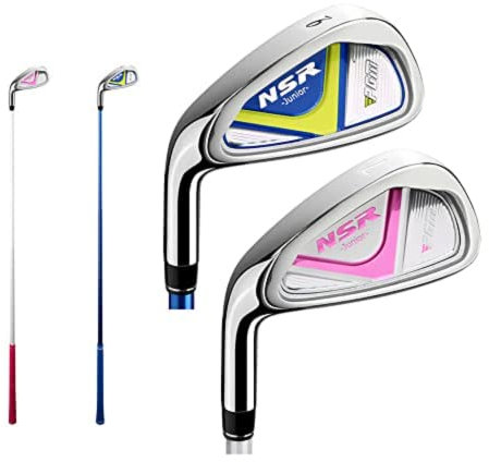 #7 9 Golfklubbor järn barn vänsterhänta, golfklubbor för pojkar och flickor golfövning (#9 (9-12 Y)-rosa)