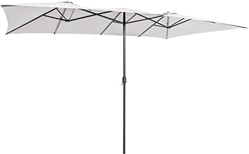 COSTWAY Ombrellone da Giardino Doppio 426 cm, con Manovella e 10 Stecche, Ombrellone Rettangolare Pieghevole, per Giardino Piscina Terrazza, 426 x 265 x 260 cm (Beige)