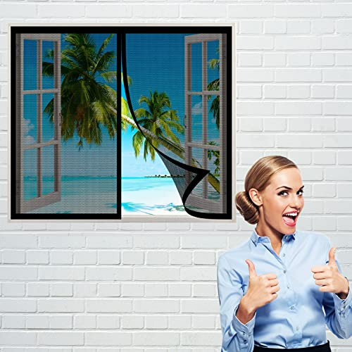 Fliegengitter Fenster Magnet 105 x 175 cm, Insektenschutz Mückennetz Fliegengitter Balkontür, Kinderleichte Montage für Windows/Wohnzimmer Fenstern, Schwarz
