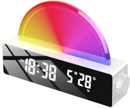 TONGFENG Sunrise Alarm Clock | Sunrise Wake Up Light | Multicolore Atmosfera Night Light | Dimmerabile Snooze Clock per camere da letto