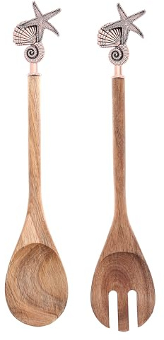 Pavilion Gift Company- 13 Spork & Spoon Shell - Nautical Boat Beach Lake Serving Utensils Mixing Ocean Seaside Cottage Lakehouse Beachhouse Gift Hostess Present