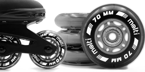 Molti Ruote con cuscinetti a sfera MOLTI ABEC9, confezione da 8 pattini a rotelle per interni ed esterni, per il tempo libero (trasparente, 70 mm)