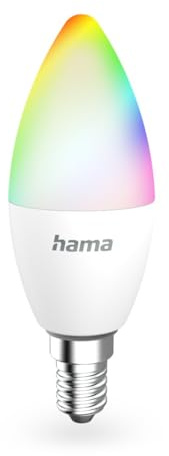 Hama Wifi ansluten glödlampa, E14 flerfärgad RGB-lampa, 2700-6 500K, smart glödlampa, matt, Alexa/Google Home glödlampa, 4,9 W, 470 lm, dimbar, comm. voc./appl