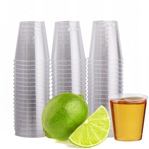 MATANA 60 Verres à Shot en Plastique Dur Transparent, 30ml - Verres à Shooter Solides - Verrines Réutilisables, Verres à Liqueur pour Fêtes, Anniversaires, Mariages, Dégustation