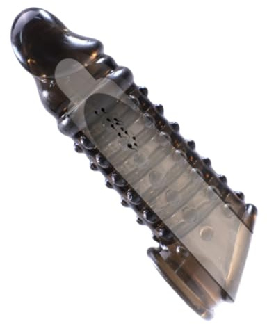 Silicone Penis Sleeve Cock Enlarger Male Length and Girth Extender Male Delay Penis Rings Enhancement Dual Support Sheath with Convex Grain for Men Couples Adult Sex Toys Black