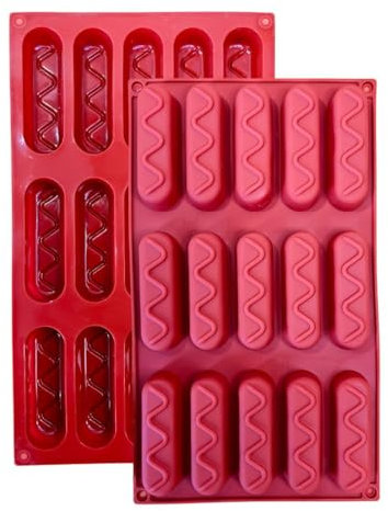 FUNCLIC - Stampo in silicone, 1 stampo Bounty con rivestimento antiaderente, stampo in silicone pasticceria per muffin, brownies, torte, budino, cubetti di ghiaccio, gelatina, quiches (29 x 17 cm) -