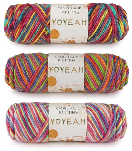 YOYEAH Sockenwolle Trio Strickset, 3-fädig, Anti-Pilling, Bulky-Garn, 60% Schurwolle, 40% Polyamid für filigranes Häkeln & Stricken - garn in einzigartigen Farben(100g/120m Garn) Garndicke 2,5 mm