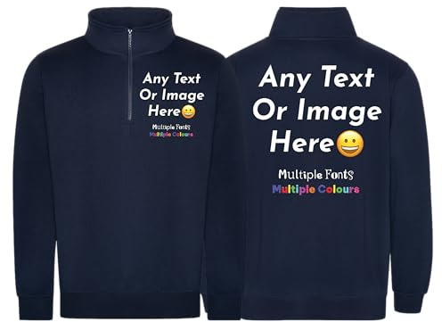 Personalised 1/4 Zip Sweatshirt – Custom Logo Sweatshirt, Design Your Own Fleece Jumper, Personalised Workwear for Company Branding - Navy Large