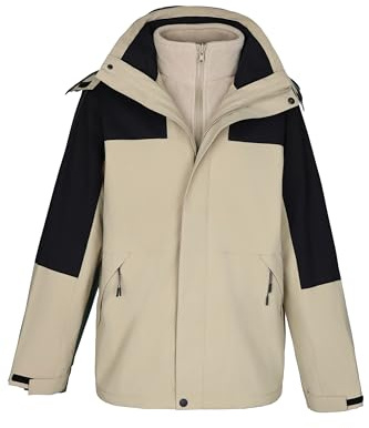 Orolay Women's Hooded Winter Ski Jacket 3 in 1 Waterproof Warm Coat Fleece Mountain Hiking Windbreaker Beige Medium