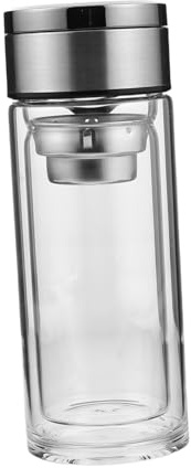 Gatuida Bicchiere Da Tè in Vetro a Doppio Livello Con Infusore Per Tè Maniglia Coperchio Separazione Per Casa Ufficio Viaggio