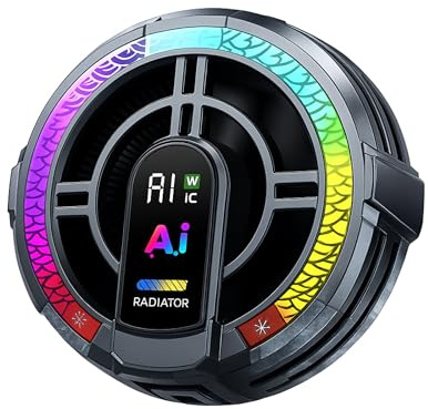 UTILIFY | Refrigeratore per tablet 24 W con display digitale e luci RGB | Dissipatore frigorifero AI 4 modalità con clip o base magnetica | ventola silenziosa | Compatibile con dispositivi fino a 11
