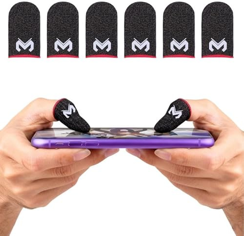 ONGNIUU 6pcs Fundas para Dedos Gaming, Transpirable y Anti-Sudor, Manga Táctil para Pulgar e Índice, Mobile Game Finger Sleeve Control Preciso, Compatible con Todos los Dispositivos Android y iOS