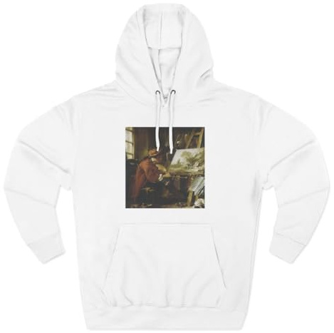 3dRose A Landscape Painter in his Studio by Francois Boucher Three-Panel Fleece Hoodie White/XL