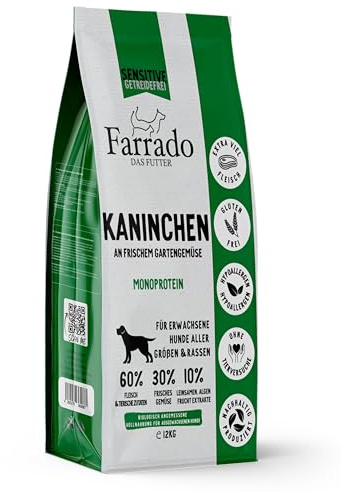 Hundefutter getreidefrei & glutenfrei – Trockenfutter mit Kaninchen für Ihren Hund von Farrado (4kg)