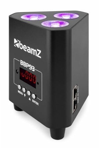 BeamZ BBP93 Akku LED Strahler Uplight, 3x10 Watt Effektstrahler, RGB LED Spot, Bühnenbeleuchtung, Scheinwerfer, Lichteffekte, Fernbedienung, Disco Licht, Partylicht Musikgesteuert, Ambiente Strahler
