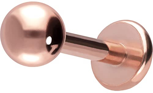 PIERCINGLINE Labret Stecker Chirurgenstahl Piercing Lippe Nase Ohrpiercing Roségoldfarben 3 x 1,2 x 6 mm