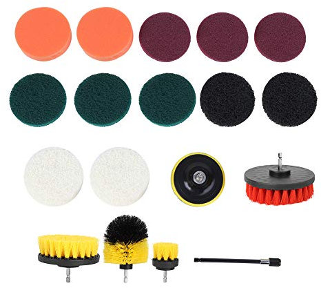 EVTSCAN Latest 18Pcs Electric Drill Brush Set Multifunction Power Cleaner Scrubber Attachments Home Cleaning Supplies Suitble for Cleaning Bathtub, Grout
