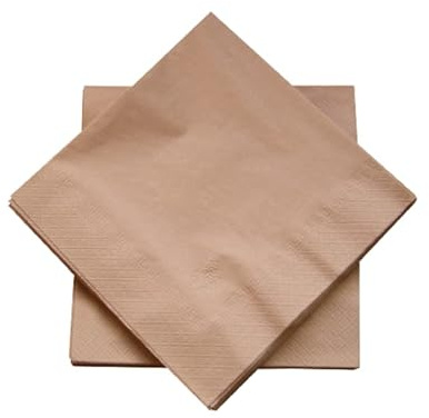 DSTOCK60 – Paquet de 100 serviettes en papier ouate couleur noix 40 x 40 cm – 2 épaisseurs – Serviettes de table jetables noix - serviettes en papier marron clair