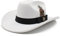 Faringoto Herren Federhut Fedora breite Krempe Hut Vintage Jazz Hut Paar Hut Western Cowboy Hut, weiß, One size