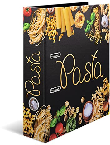 HERMA 19564 A4 Flavors Pasta, Set of 5, 7 cm Wide, Sturdy Cardboard, Coloured Outer and Inner Print, High-Quality Design, Recipe Folder, Ring Binder, Office Folder, Motif Folder