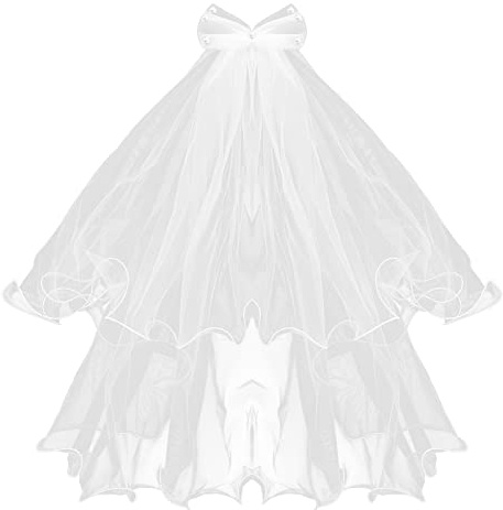 Yolev Girls First Communion Veil with Bowknot Wedding Bridal Veil White Headpiece Bachelorette Party Decorations for Bridal Shower Wedding First Communion