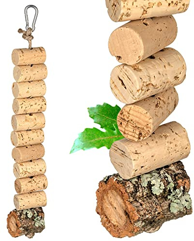 Collana per sgranocchiare in sughero naturale | Collana in sughero | Altalena per uccelli da sgranocchiare | Disinfettata termicamente