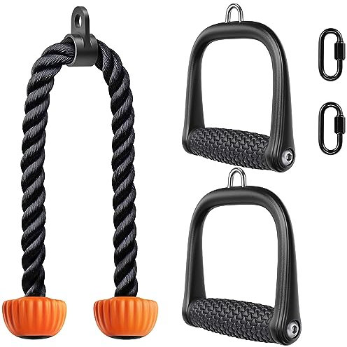 SELEWARE Cable Machine Attachments Set LAT Pulldown Attachments Cable Machine Accessories for Home Gym Weight Workout Tricep Rope Exercise D Handles Workout Handles