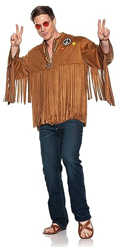 UNDERWRAPS 1970er Jahre Themed Herren Shirts - Halloween Hippie Disco Cosplay Kostüm …, 70er Jahre Fransen Hippie Shirt, Men's One Size (42-44)