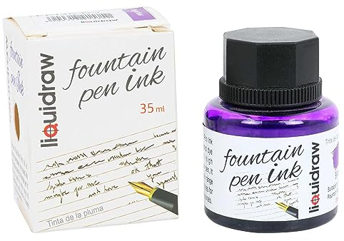 Liquidraw Bläckflaskor för reservoarpenna, 10 olika färger, 35 ml bläck, lämpliga för kalligrafi, bläckval tillgängliga svart, blå, röd, grön, brun, violett, lila, gul etc