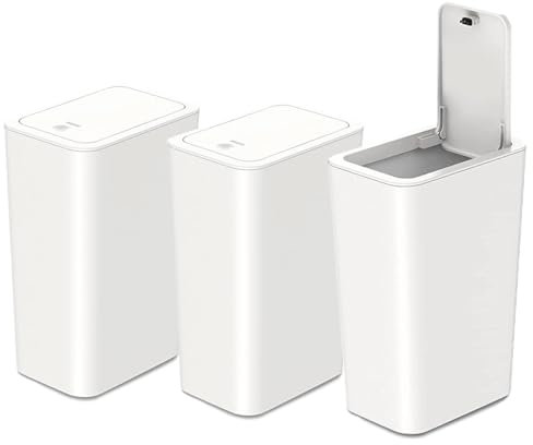 Umtiti 3 PCS 10 L / 2.6 Gal Garbage Can with Pop-up Lid.Small Trash Can with Lid, Waste Basket for Kitchen, Bedroom, Office,Bathroom. WH-3pcs