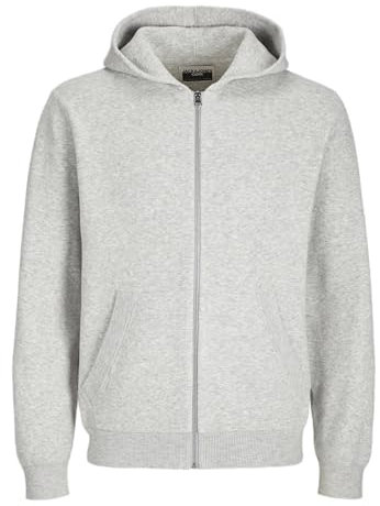 JACK&JONES Herren JCOCALEB Knit Zip Hoodie BF Strickpullover, Light Grey Melange, Large