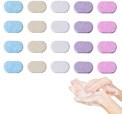 Qtksceadlnce 20 PCS Hand Soap Refill Tablets, Eco-Friendly Sustainable Foaming Hand Wash Refill Foam Soap Handwash Effervescent Tablets Variety Fragrance Pack for Bathroom Kitchen Office Gym 5 Scent