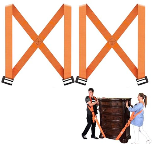 Tragegurte Umzug, 2 Personen Tragegurt, 270 * 4.5 cm Transportgurt, Möbel Tragegurte, Transportgurt Zum Heben Transportieren und Bewegen von Möbeln Haushaltsgeräten Matratzen(380Kg Orange)