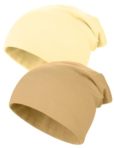 Kiiwah 2 Pièces Bonnet Bebe Garcon, Enfant Bonnet Hiver Bébé, Unisexe Bonnet Chaud Tricotés pour Garcon e Fille, Bonnet Enfant Garcon pour Printemps, Automne, Hiver-Marron,Beige