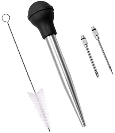 Amosfun Grillgewürze Mit Saucenspritze Für Barbecue Gewürzspritze Aus Edelstahl Und Lebensmittelechtem Silikon Flexibler Bratenspritzschlauch Für Einfache Marinade-injektion in Fleisch