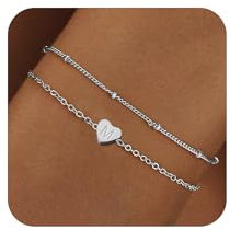 RMMD Armband Damen Silber - 18K Weißgold Vergoldete Silber Armband mit Buchstaben M Armkette Herz Armbänder mit Buchstaben Armbänder Damen Geschenk für Frauen Mädchen