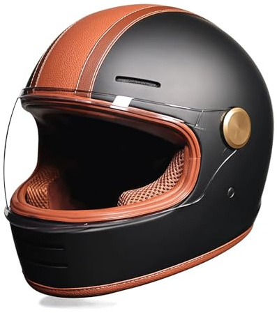 Retro kryssning integralhjälm motorcykelhjälm herr och dam fyra årstider skyddshjälm unisex hjälm kan öppnas modulär ECE-certifiering H, L=57-58 cm