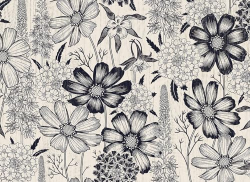 ANLIKY-Pro Carta da parati autoadesiva naturale botanica da staccare e incollare, carta da contatto, motivo ornamento disegnato a mano, 44 x 300 cm, pellicola decorativa rimovibile per mobili