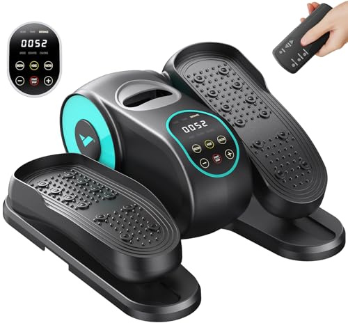 MERACH Untertisch Elektrischer Crosstrainer, Mini Ellipsentrainer mit gebogenem Großdisplay & Fernbedienung, 12 Geschwindigkeiten, Leiser & Tragbarer Pedaltrainer für Senioren & Erwachsene