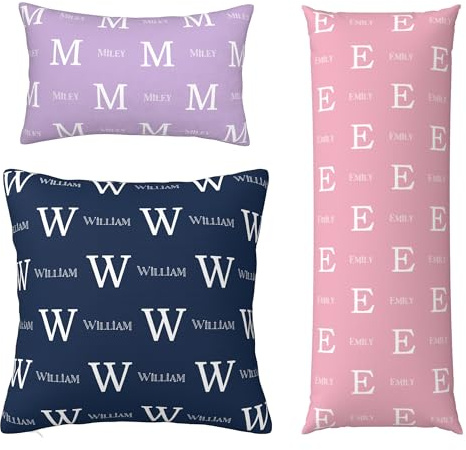 Personalized Name Pillow Cover, Customize Pillow Case with Name, Double Sides Printing Cousion Cover for Couch Bed, Gift for Wedding Engagement Housewarming Christmas Thanksgiving Mother's Day