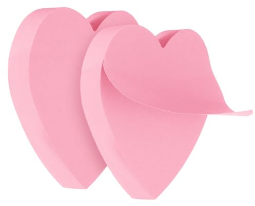 2 Pack Heart Sticky Notes 7 * 7cm Paper Sticky Notes Heart Shaped Self-Stick Blank Book Tabs Paper Markers Stickys Note Pad Index Sticker for Office Home Notebook