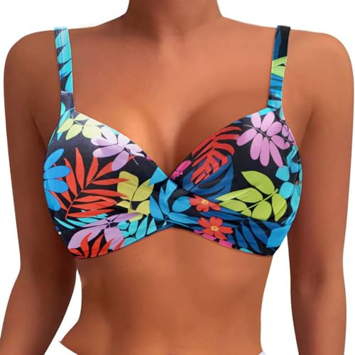 Bikini Mujer Top Sin Tirantes Bandeau Traje De Baño Solo Parte Superior Push Up Sujeción Extra Relleno Desmontable Bikini Braga Alta Playa Traje de baño Mujer Talla Grande