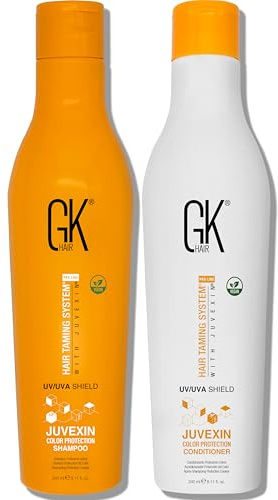 GK HAIR Global Keratin Colored Shield Shampoo and Conditioner Set (8.11 Fl Oz/240ml) Nettoyage en profondeur, hydratation, protection contre la chaleur pour les cheveux colorés, secs, abîmés et crépus