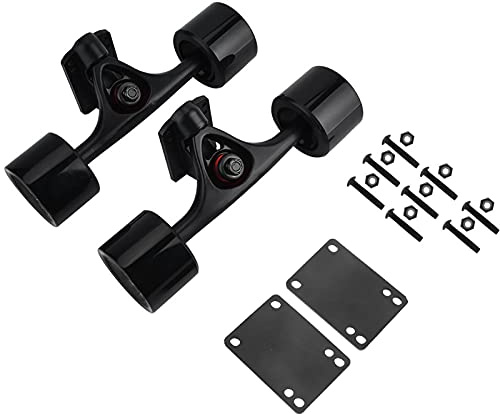 Demeras Skate Wheel Pad Skateboard Truck Combo Set Skateboard Undercarriage Kit for Big Cruiser (Black Wheel)